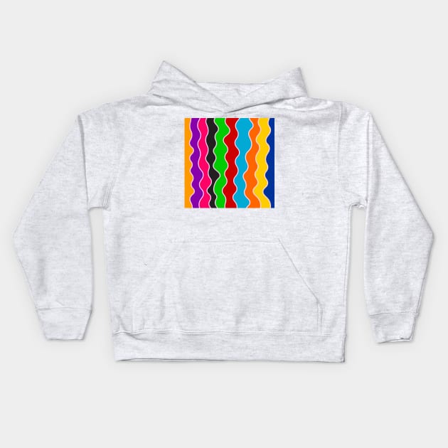 Retro vertical wavy lines pattern Kids Hoodie by Baobabprintstore